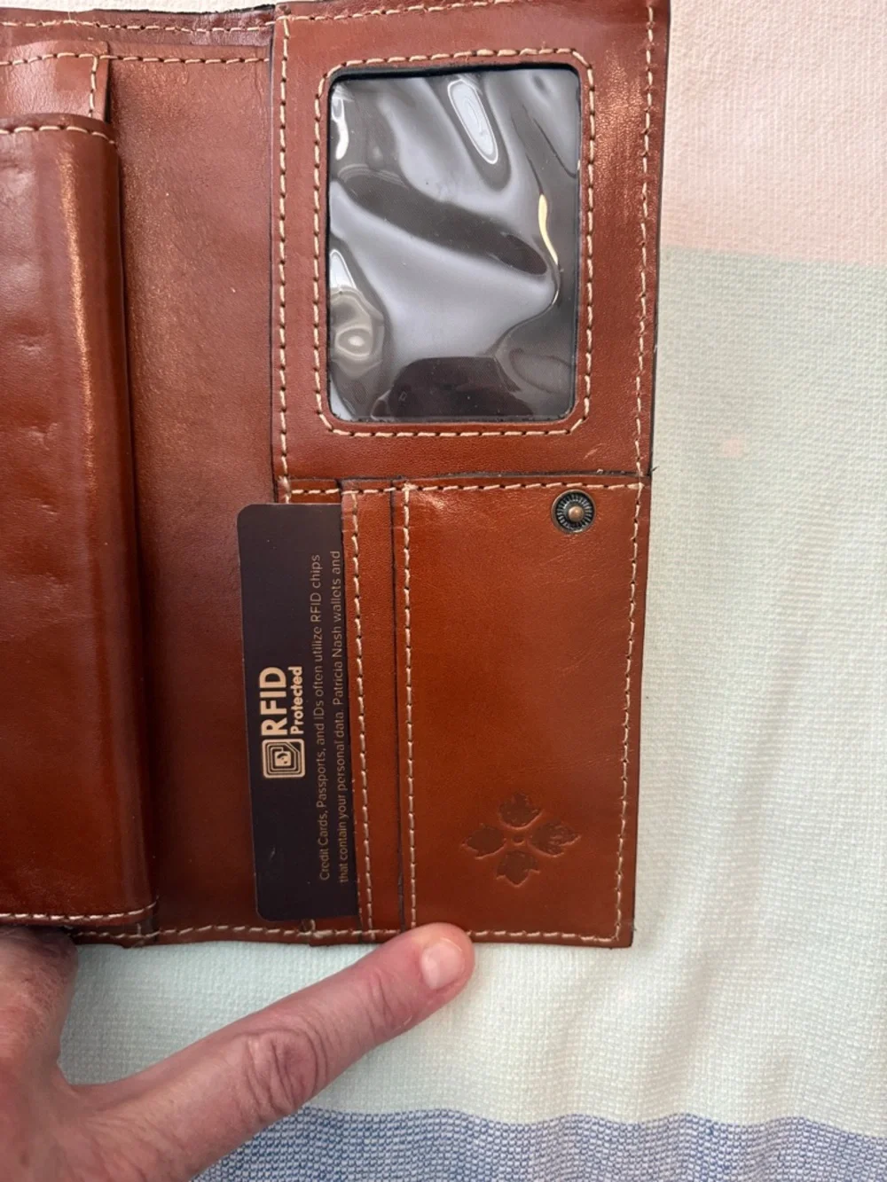 Patricia Nash Brown Tri fold RFID Leather Wallet. NWOT - Picture 7 of 13